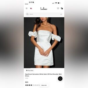 Lulus Significant Sensation White Satin Off-the-Shoulder Mini Dress